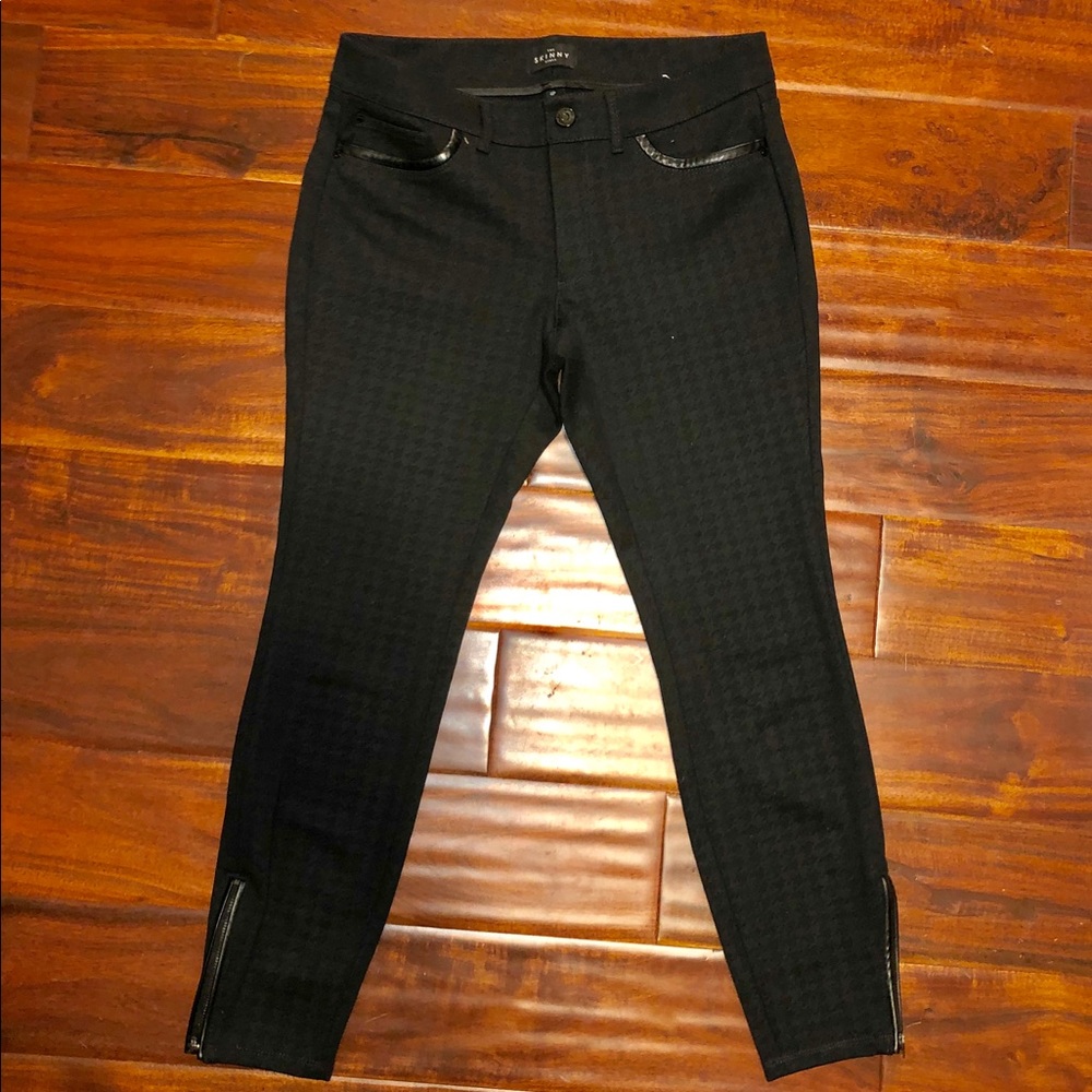 WHBM Black herringbone skinny ankle pant